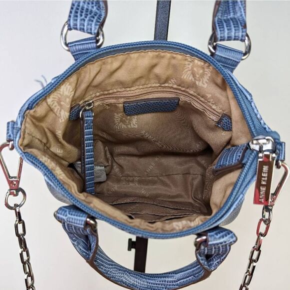 Anne Klein Women's Slate Lizard-Embossed Mini Convertible Satchel - Picture 8 of 14